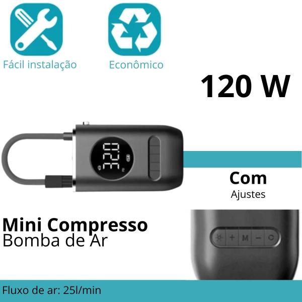 Imagem de Compressor de Ar Digital CZK para Carro, Moto e Bike  7,4v Sem Fio e Bateria Recarregável