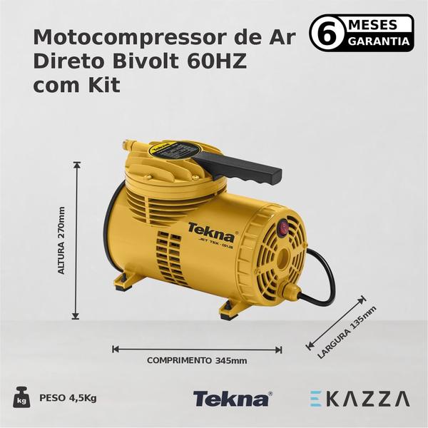 Imagem de Compressor de Ar Direto CD1.2BK Bivolt 60HZ c/ Kit - Tekna