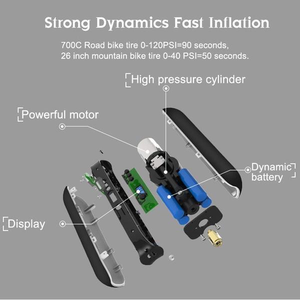 Imagem de Compressor de ar elétrico inflador Bomba portátil portátil com LCD digital recarregável Li-ion CYCPLUS 12V 150PSI