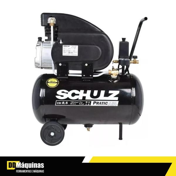 Imagem de Compressor de Ar Elétrico Portátil Schulz Pratic Air CSI 8.5/25 Monofásica 22.9L 2hp 127V 60Hz Preto