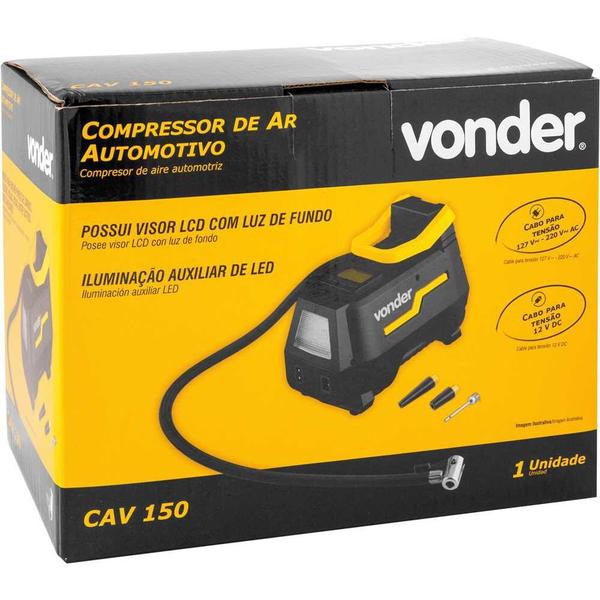 Imagem de Compressor de ar elétrico portátil Vonder CAV 150 120W 12V/127V/220V