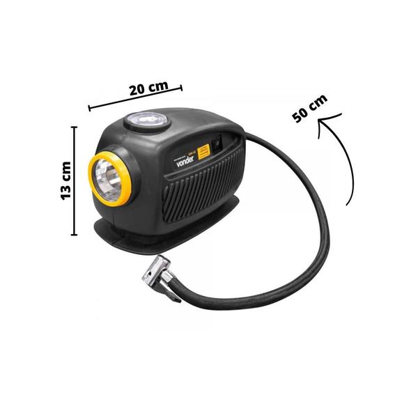 Imagem de Compressor de ar mini elétrico portátil Vonder 90W 12V preto