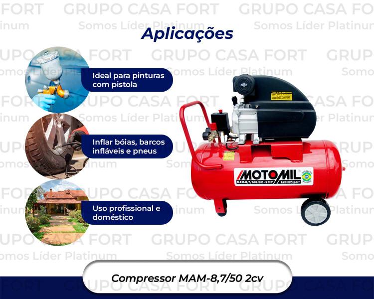 Imagem de Compressor De Ar Motomil Mam8.7/50l Monofásica 220v 2hp 60hz