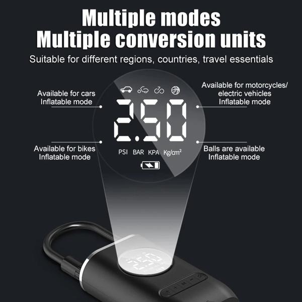 Imagem de Compressor de Ar Portátil Digital ATJ 8466 - Bateria Interna USB-C Compacto e Prático