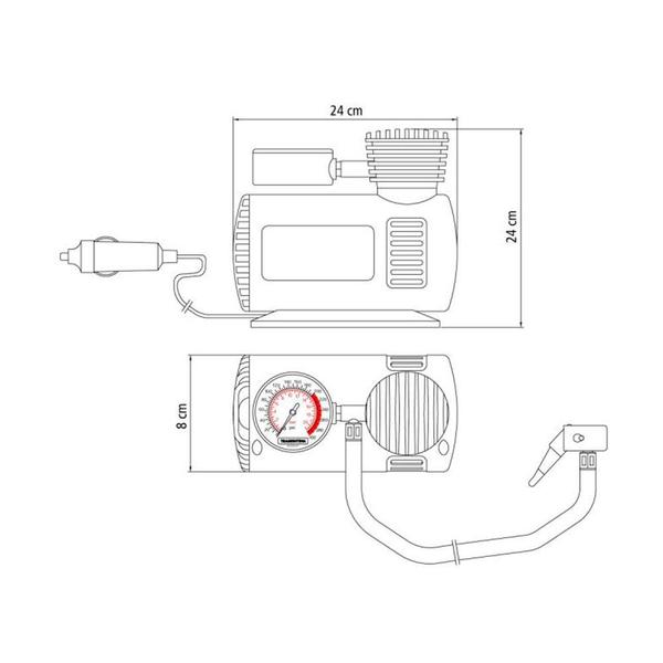 Imagem de Compressor de Ar Portátil para Acendedor de Carros 300 PSI 50W 12V TRAMONTINA