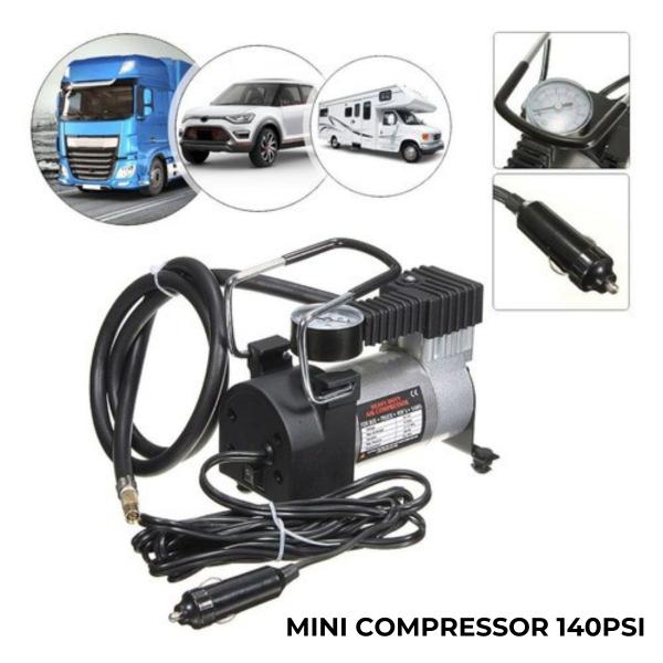 Imagem de compressor de ar portatil para bola pneu de carro moto bike 12V Com Manômetro