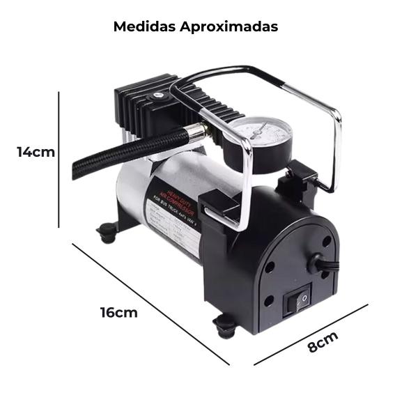 Imagem de compressor de ar portatil para bola pneu de carro moto bike 12V Com Manômetro