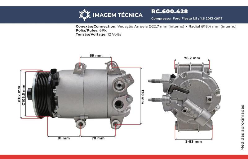 Imagem de Compressor Fiesta 1.5 / 1.6   EcoSport 1.6 Sigma 2013 A 2019