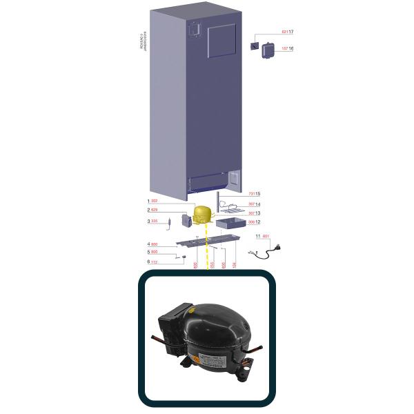 Imagem de Compressor Inverter 220V 50/60Hz R600 Para Refrigerador IF55 IF55S DM86X Electrolux Original A15005302 VEMT07C