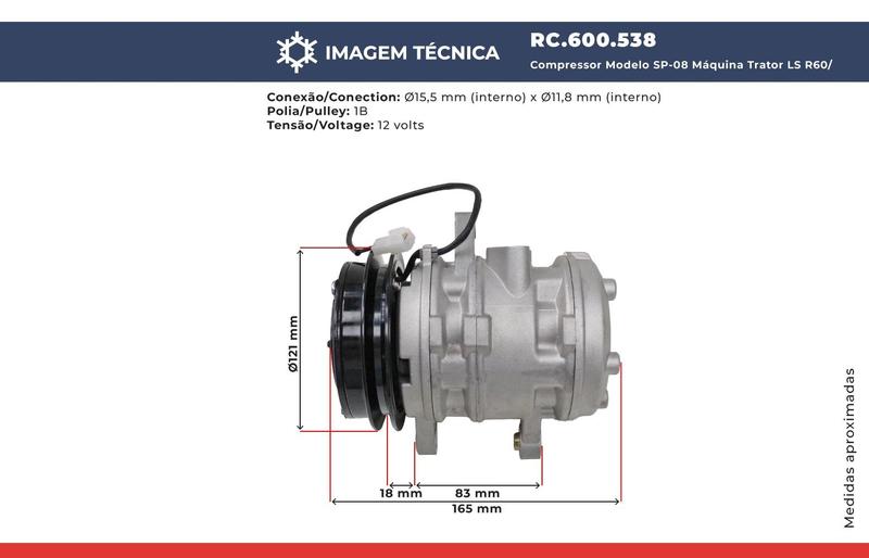 Imagem de Compressor Modelo SP-08 Máquina Trator LS R60  R65  U60