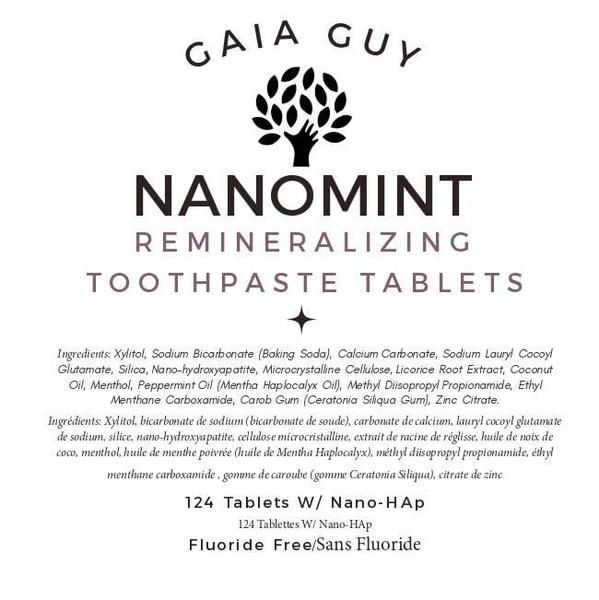 Imagem de Comprimidos de creme dental Gaia Guy NanoMint Remineralizing 124 comprimidos