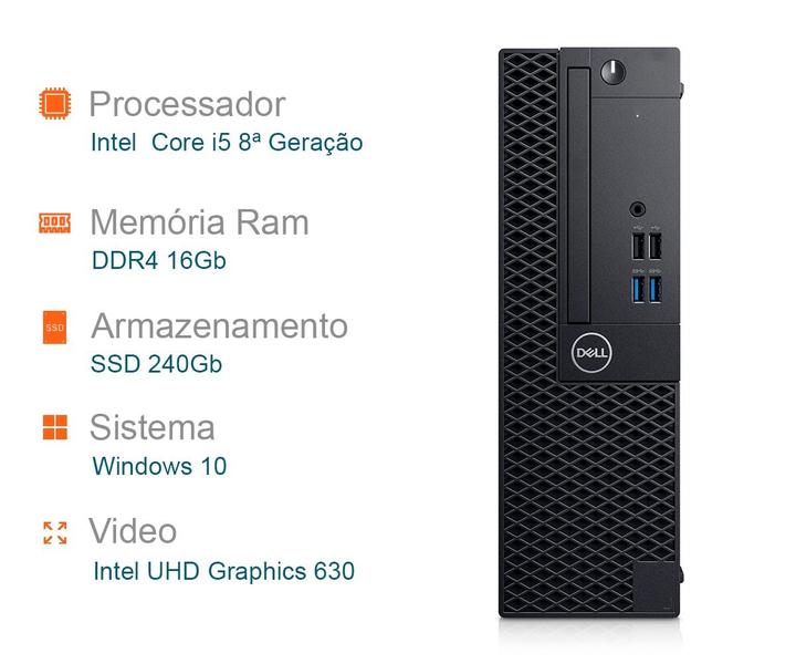 Imagem de Compuatdor Dell Core i5 8 Geração 16Gb DDR4 SSD 240Gb