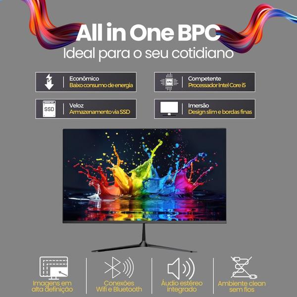 Imagem de Computador All In One, 21.5" Full Hd, Intel Core I5, 8gb Ram, Ssd 256gb, Wifi, Bluetooth, Bivolt, Preto - Bpc Aio-21p0825