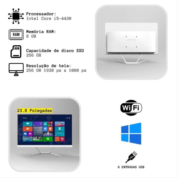 Imagem de Computador All In One I5/8gb/256gb Ssd/23.8/win10/branco