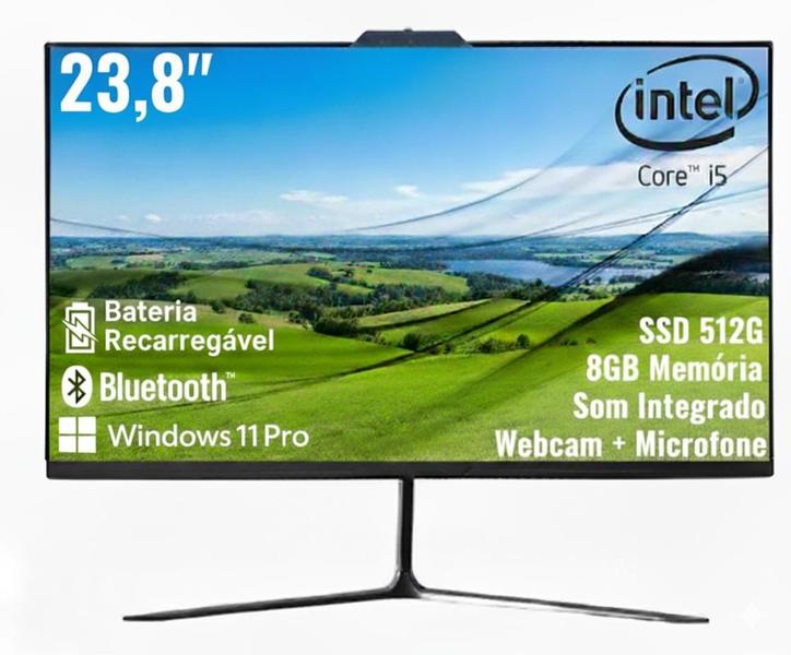 Computador All In One - Intel Core i5 - Intel 7ª Geração - Tela 23.8 Polegadas SSD 512 Gb - Memória 08 GB - Branco - Grasep