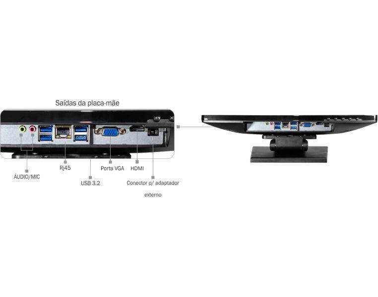 Imagem de Computador All in One PDV Touch Capacitivo 16” HTA16S2B Intel Celeron N5095 8Gb ddr4 SSD 120GB