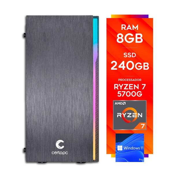 Imagem de Computador AMD Ryzen 7 5700G 8GB SSD 240GB Windows 11 PRO Certo PC Dinamic VII 1104