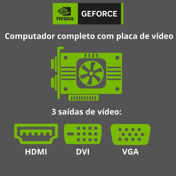 Imagem de Computador Completo 3green Graphics Intel Core i7 16GB SSD 1TB Placa de vídeo Geforce Monitor LED 21.5" Windows 10 3GG-024