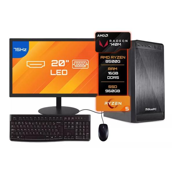 Imagem de Computador Completo BluePC AMD RYZEN 5 8500G 16GB DDR5 SSD 960GB - Monitor 19"