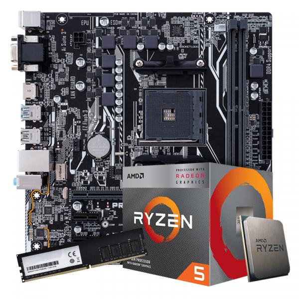 Imagem de Computador Computador Cpu PC Gamer  AMD Ryzen 5 4600g Vega 7 16gb dd4 512gb ssd sata Kit teclado mouse headset - PC Master