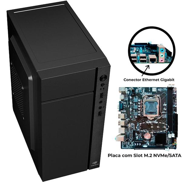 Imagem de Computador Core i3, 2120, Memória RAM 8GB, SSD 240GB, Gt-H61 Com Slot M2, Rede Gigabit, MT-34BK, Linux e MousePad Brind