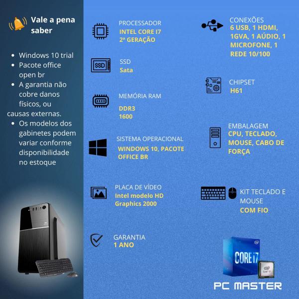 Imagem de Computador Core i7 16gb 1TB ssd sata kit teclado e mouse  PC Master