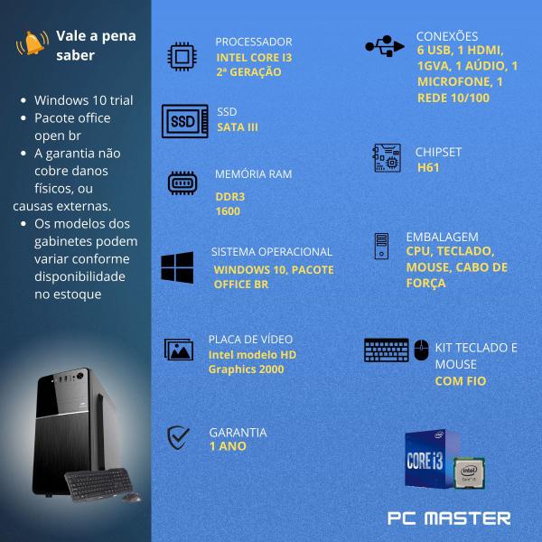 Imagem de Computador CPU Core i3 16GB  1TB ssd kit teclado e mouse  - PC Master