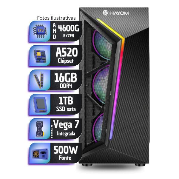 Imagem de Computador Cpu PC Gamer  AMD Ryzen 5 4600g Vega 7 16gb ddr4 1tb ssd sata - PC Master