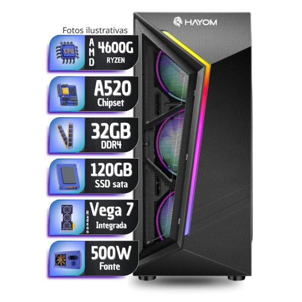 Imagem de Computador Cpu PC Gamer  AMD Ryzen 5 4600g Vega 7 32gb ddr4 240gb ssd sata - PC Master