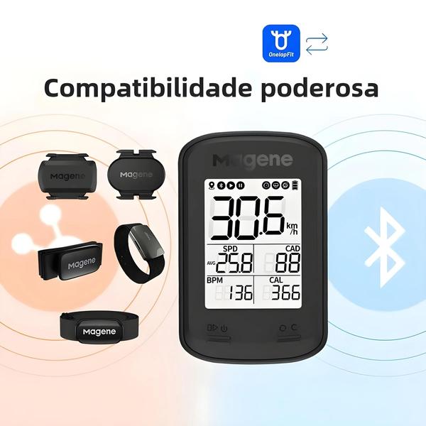 Imagem de Computador de Bicicleta Inteligente GPS Magene C206 Pro - Odômetro e Velocímetro Sem Fio