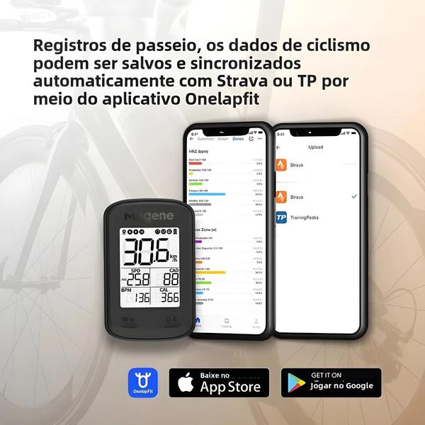 Imagem de Computador de Bicicleta Inteligente GPS Magene C206 Pro - Odômetro e Velocímetro Sem Fio