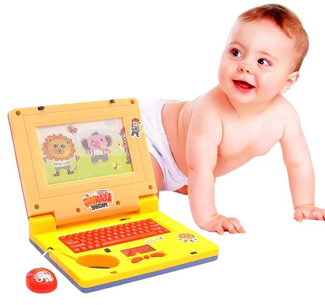 Imagem de Computador De Brinquedo Laptop Educativo Notebook Infantil Eletrônico Com Som e Luzes