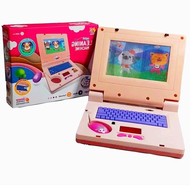 Imagem de Computador De Brinquedo Laptop Educativo Notebook Infantil Rosa Eletrônico Com Som e Luzes