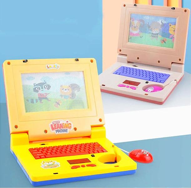 Imagem de Computador De Brinquedo Notebook Educativo Laptop Infantil Rosa Eletrônico Com Som e Luzes