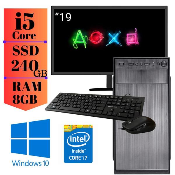 Imagem de Computador Desktop Completo Intel i5 SSD 240GB 8GB Memoria Ram Monitor Kit Teclado