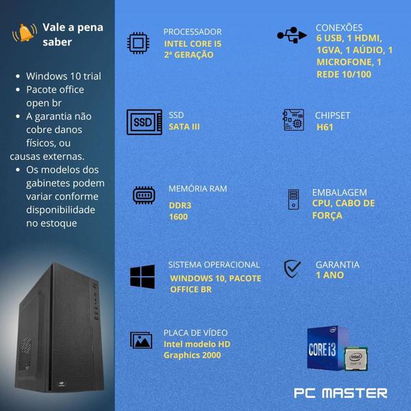 Imagem de Computador Desktop Core i5 3.40ghz 4gb ddr3 240gb ssd sata - PC Master - PC Master