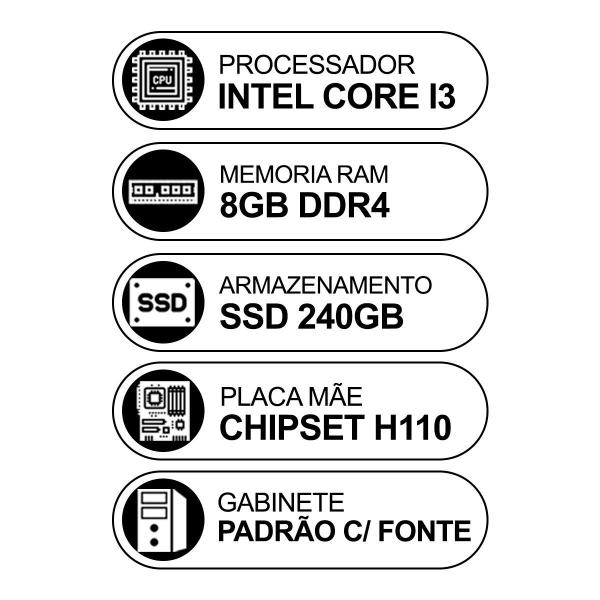 Imagem de Computador Desktop, Intel Core I3-6100 3.70 GHz, 8GB RAM DDR4, SSD 240GB, HDMI