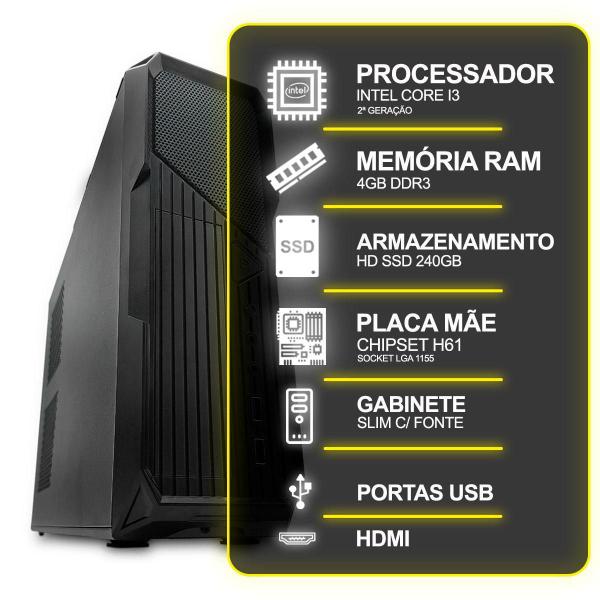 Imagem de Computador Desktop Slim Intel Core I3 4Gb Ram Hd Ssd 240Gb