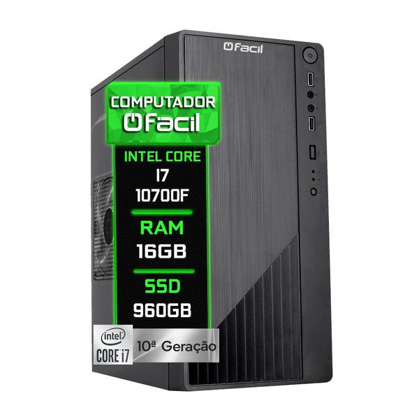 Imagem de Computador Fácil Intel Core i7 10700F (10ª Geração) 16GB DDR4 Geforce Nvidia SSD 960GB