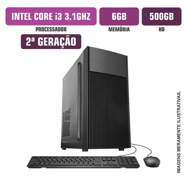 Imagem de Computador Flex Computer Intel Core I3-2100 6Gb HD 500Gb Com Kit Windows 10