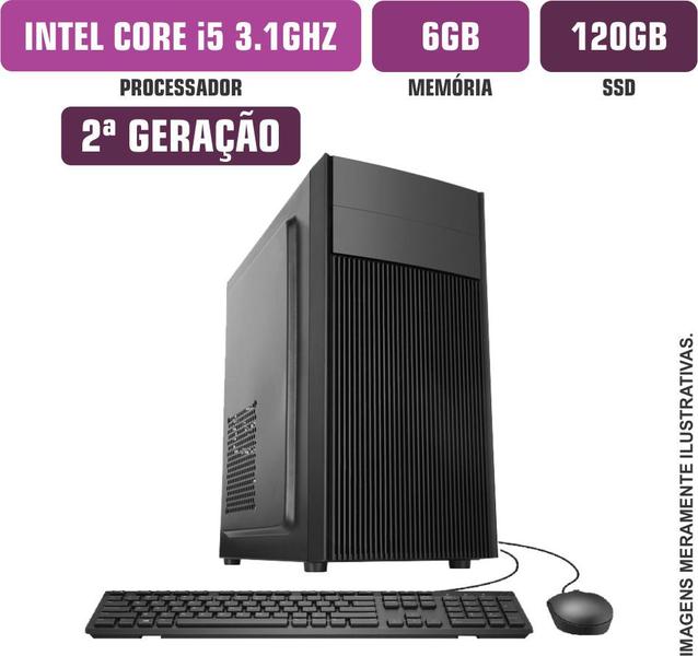 Imagem de Computador Flex Computer Intel Core I5-2400S 6Gb SSD 120Gb Com Kit e DVDRW Windows 10