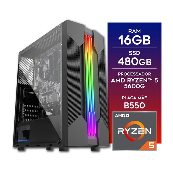 Imagem de Computador Gamer AMD Ryzen 5 5600G 16GB SSD 480GB Radeon Vega 7 CertoX Stream 1031