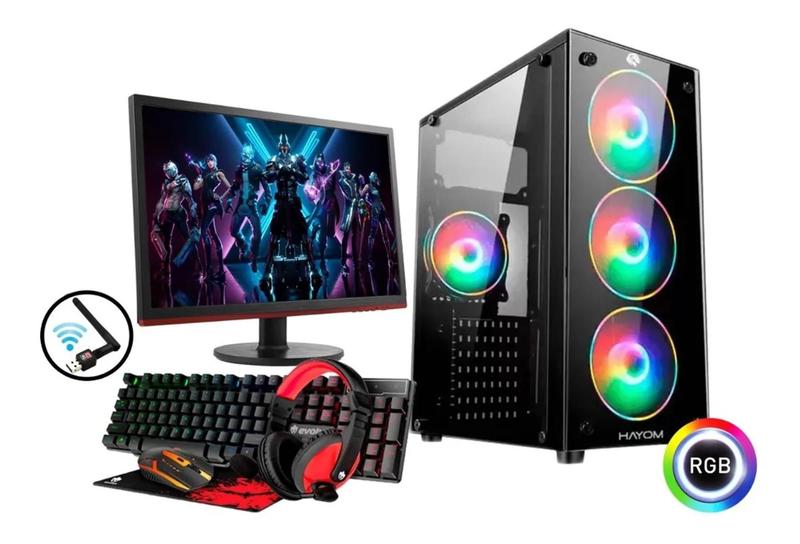 Imagem de Computador Gamer Completo Intel Core i7 8gb SSD + Monitor 19 KIT Gamer e WIFI