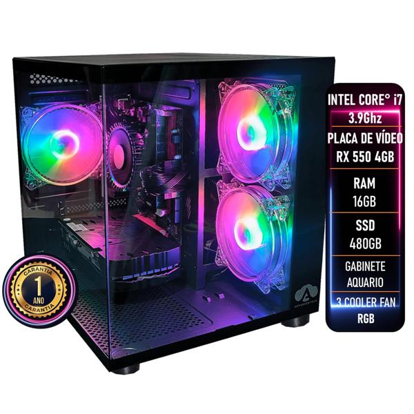 Imagem de Computador Gamer Intel Core i7 3.9GHz RAM 16GB SSD 480GB RX 550 4GB - ADVANCEDTECH