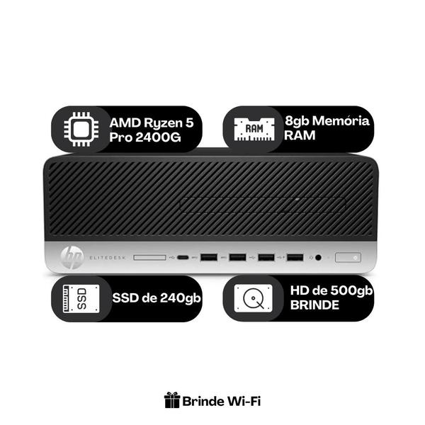 Computador hp elitedesk 705 g4 amd ryzen 5 pro 2400g 8gb ssd 240gb