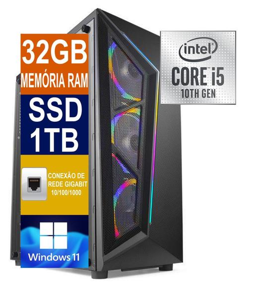 Imagem de Computador Intel Core I5 10400, 32GB De Memória RAM DDR4, SSD 1TB M2 Nvme + Fonte 500w - Tech Power