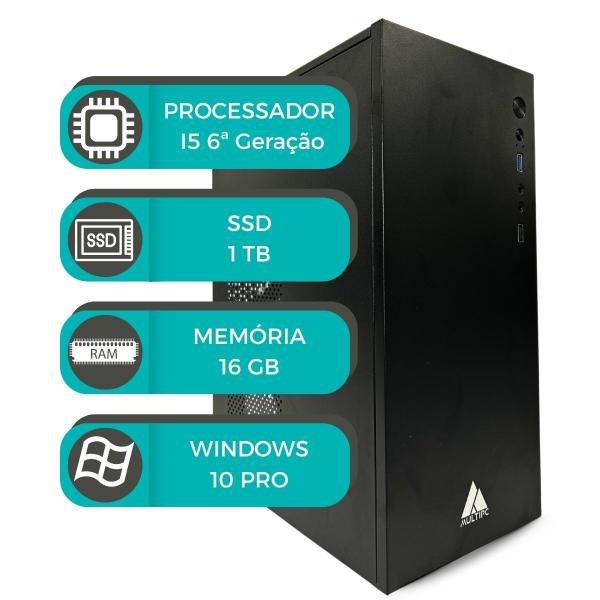 Computador MultiPc Intel Core i5 6ª Geração 16GB RAM SSD 1TB Nvme WiFi Win10 Pro