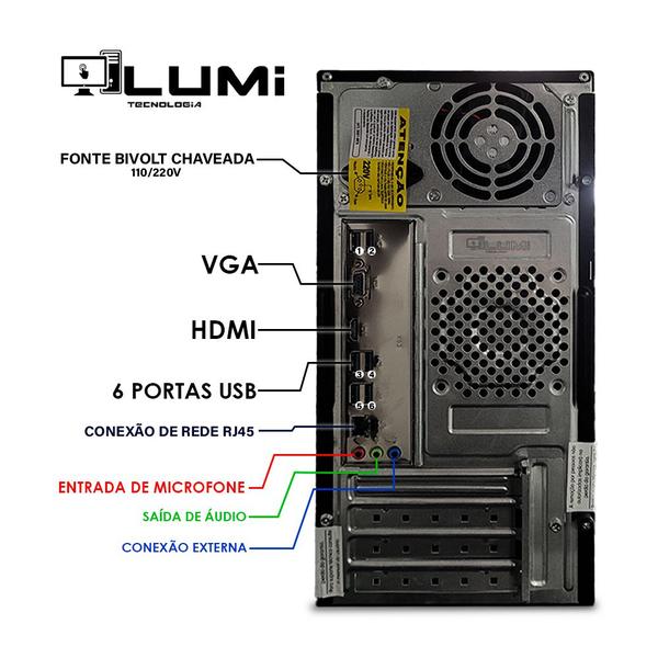 Imagem de Computador PC Completo + Monitor 18.5" Intel Core i3 4GB SSD 240GB Windows 10 + Teclado e Mouse -   Lumitec