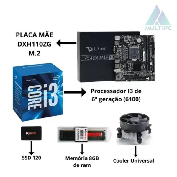 Imagem de Computador Pc I3 6100 8GB DDR4 120 SSD 6 Geração Win10 Pro