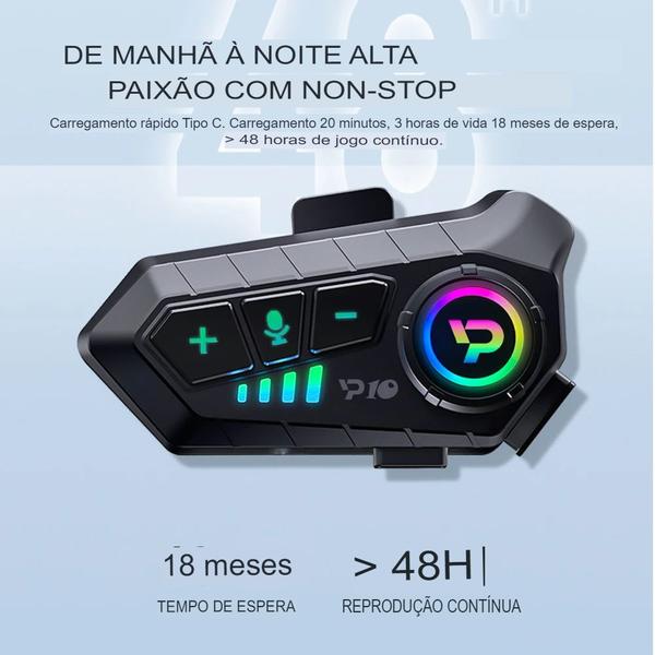 Imagem de Comunicador Bluetooth P10 para Capacete de Motocicleta Unidade Completo